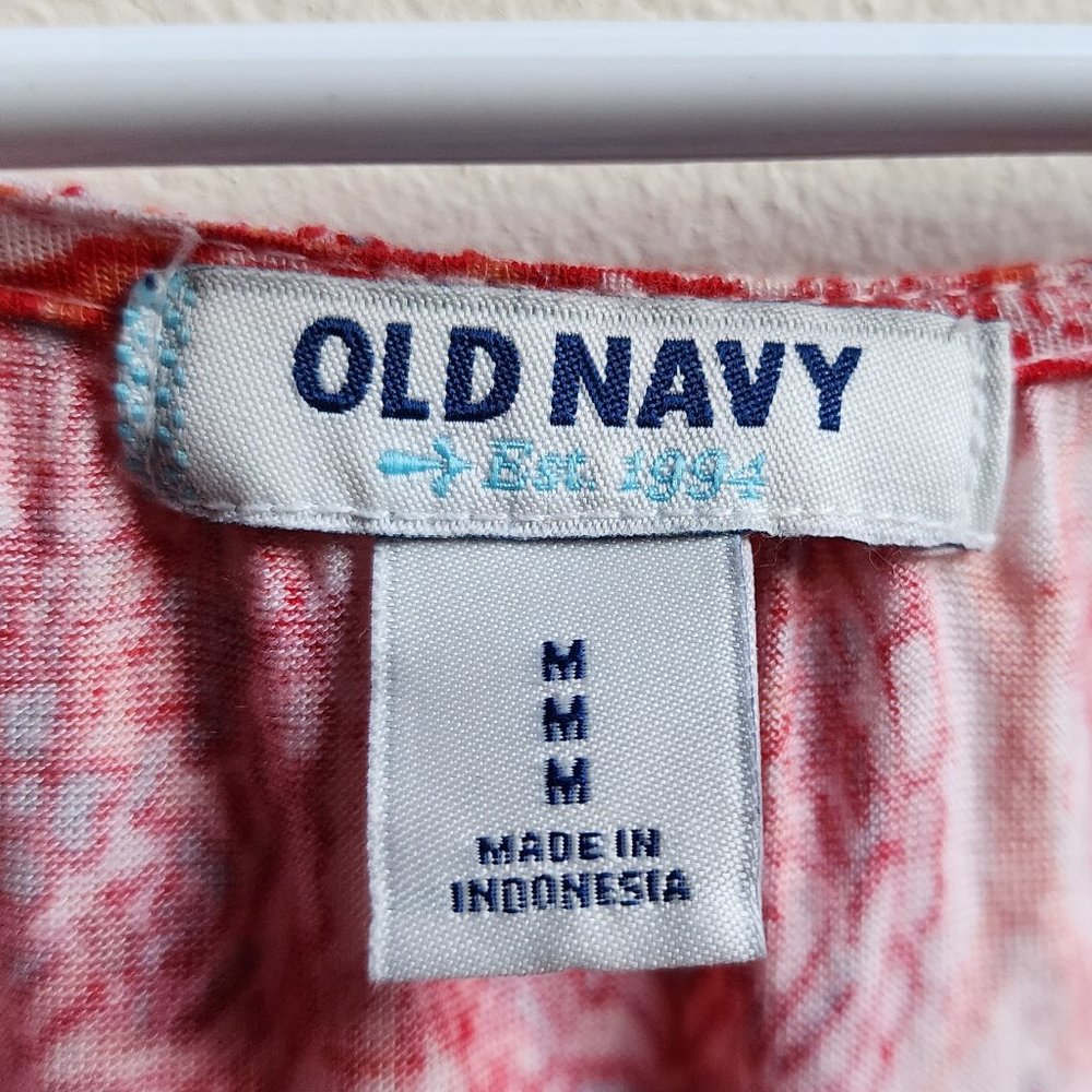 Old Navy Red/White/Pink Geometric Shape Scoop Neck Jersey Size Medium - Picture 6 of 12